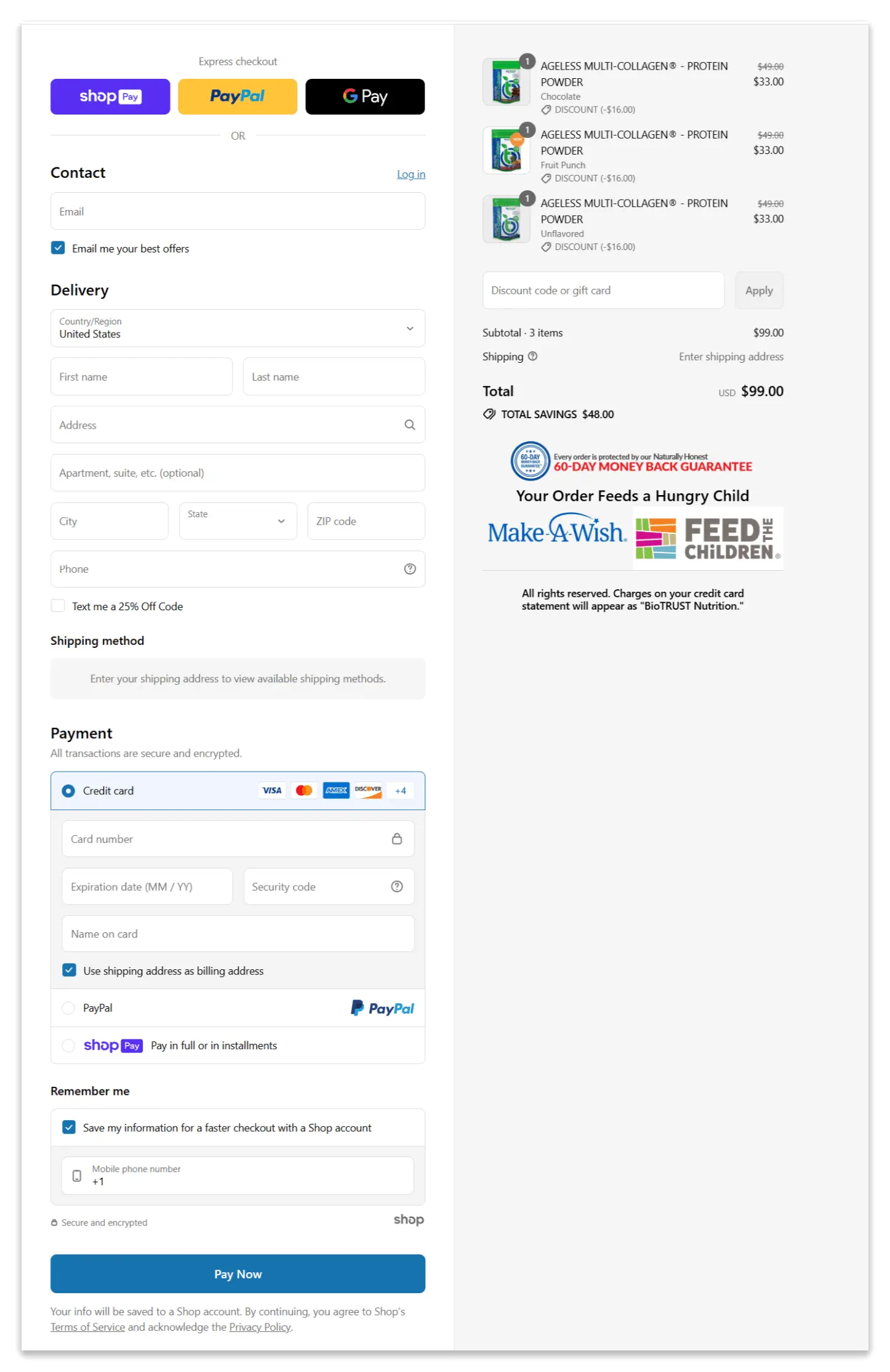 BioTrust Collagen Secure Checkout Page